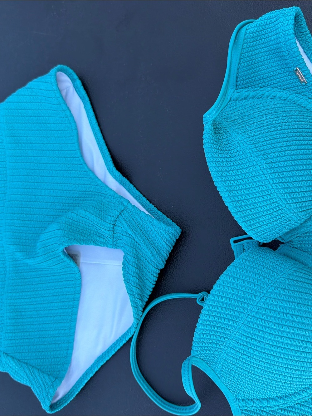PINK Victoria's Secret Ribbed Teal Bikini Set